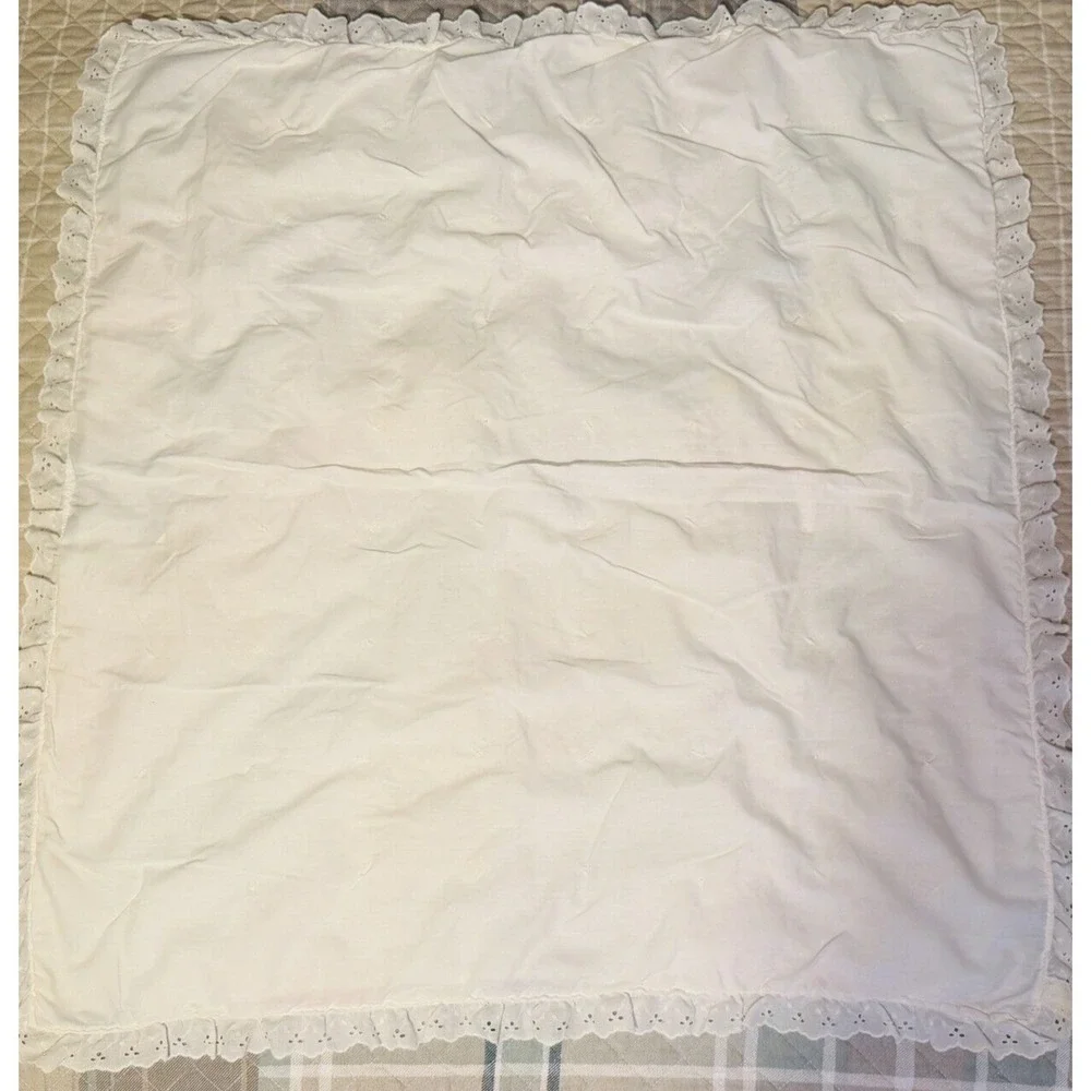 Vintage Baby Blanket Square Crib Toddler Bed Quilted Blue Multicolor Patchwork